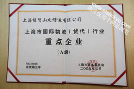 我司榮膺上海市國際物流貨代業重點企業A類企業資格，彰顯專業實力